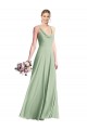 Sage Cowl Neck Sleeveless Open Back A-Line Evening Dress