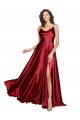 Burgundy Cowl Neck Sleeveless Low Back A-Line Black Tie Evening Dress