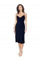Dark Navy Cowl Neck Sleeveless Open Back A-Line Formal Evening Dress