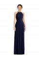Dark Navy Halter Neck Sleeveless Open Back A-Line Semi Formal Evening Dress