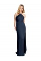 Dark Navy Halter Neck Sleeveless Open Back A-Line Formal Evening Dress