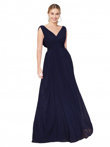 Cheapest Dark Navy High Neck Sleeveless A-Line Formal Evening Dress