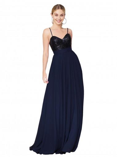Cheapest Dark Navy High Neck Sleeveless A-Line Semi Formal Evening Dress
