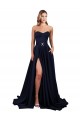 Dark Navy High Neck Sleeveless Low Back A-Line Formal Dress