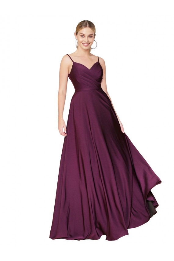 Wild Berry High Neck Sleeveless V-Back A-Line Formal Evening Dress
