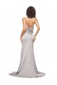 High Neck Sleeveless Low Back A-Line Formal Evening Dress