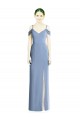 Dusty Blue Jewel Cold Shoulder Open Back A-Line Formal Evening Dress