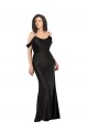 Black Off the Shoulder Sleeveless Low Back A-Line Formal Dress