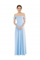 Light Sky Blue Off the Shoulder Sleeveless A-Line Formal Evening Dress
