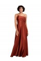 Burnt Orange One Shoulder Sleeveless A-Line Black Tie Evening Dress