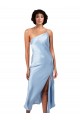 Light Sky Blue One Shoulder Sleeveless A-Line Formal Evening Dress