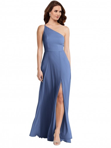 Cheapest Windsor Blue One Shoulder Sleeveless A-Line Formal Evening Dress