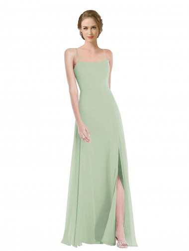 Cheapest Sage Scoop Neck Sleeveless Open Back A-Line Semi Formal Evening Dress