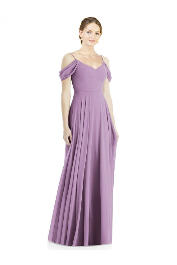 Dark Lavender Spaghetti Straps Sleeveless Low Back A-Line Semi Formal Evening Dress