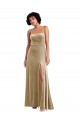 Champagne Square Neck Sleeveless Low Back A-Line Formal Evening Dress