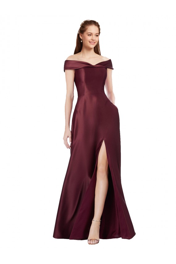 Burgundy Gold Strapless Cap Sleeves A-Line Black Tie Evening Dress