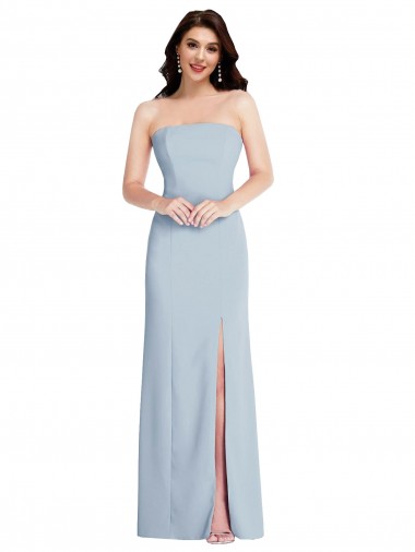 Cheapest Light Sky Blue Strapless Sleeveless Low Back A-Line Formal Evening Dress