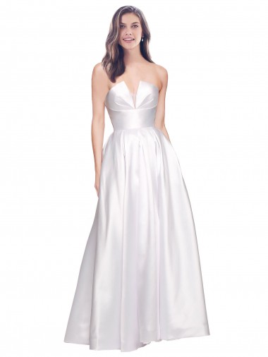 Cheapest White Strapless Sleeveless Low Back A-Line Formal Evening Dress
