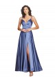 French Blue Sweetheart Sleeveless Low Back A-Line Black Tie Evening Dress