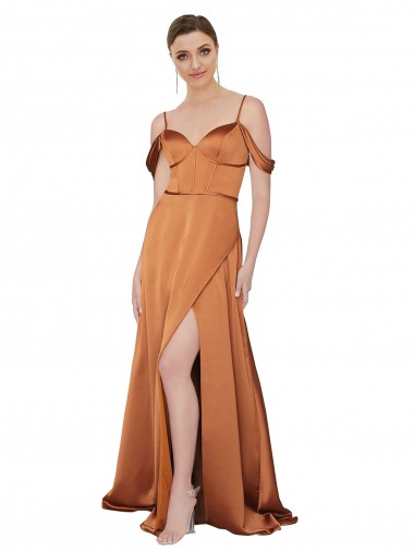 Cheapest Orange Sweetheart Cold Shoulder Low Back A-Line Formal Evening Dress
