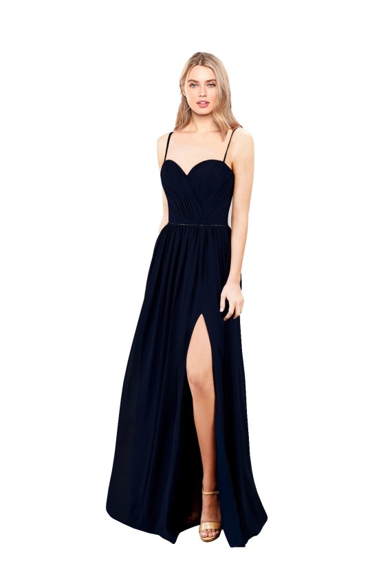 Dark Navy Sweetheart Sleeveless A-Line Formal Evening Dress