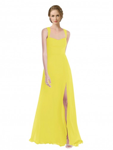 Cheapest Yellow Sweetheart Sleeveless A-Line Semi Formal Evening Dress