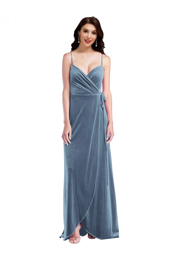 Dusty Blue Sweetheart Sleeveless Low Back A-Line Semi Formal Evening Dress