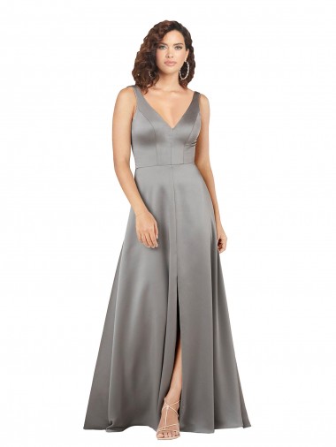 Cheapest Pearl Grey V-Neck Sleeveless A-Line Formal Evening Dress