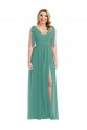 Icelandic Silver V-Neck Sleeveless V-Back A-Line Semi Formal Evening Dress