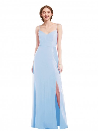 Cheapest Light Sky Blue V-Neck Sleeveless A-Line Formal Evening Dress