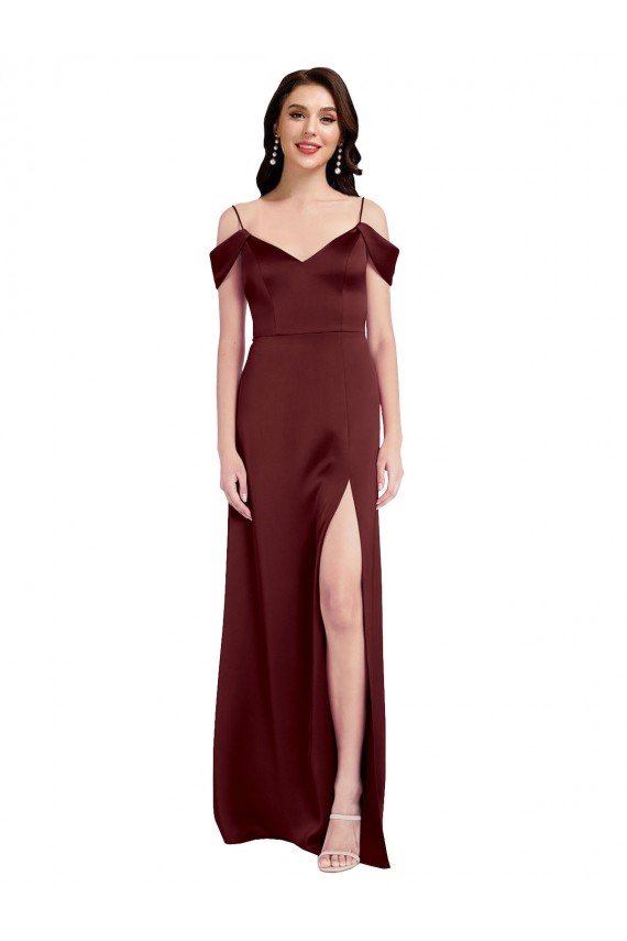 Burgundy Gold V-Neck Sleeveless A-Line Formal Dress