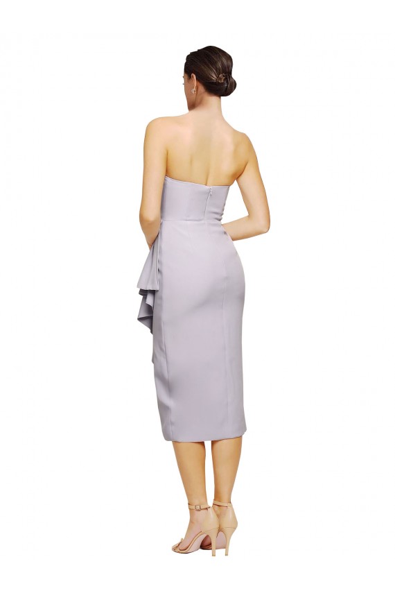 Arctic Lilac Strapless Sleeveless Low Back Sheath High Low Evening Dress