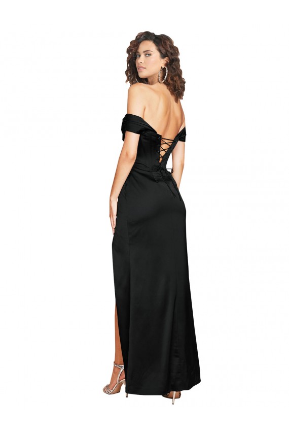 Black Sweetheart Sleeveless Low Back A-Line Black Tie Evening Dress
