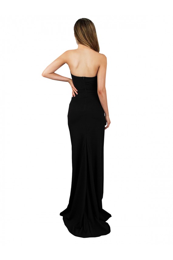 Black High Neck Sleeveless Low Back Column Formal Evening Dress