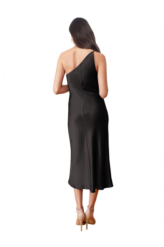 Black One Shoulder Sleeveless Sheath Black Tie Evening Dress