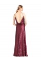 Burgundy High Neck Sleeveless Sequin A-Line Formal Evening Dress