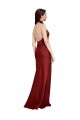 Burgundy Halter Neck Sleeveless Open Back A-Line Black Tie Evening Dress