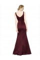 Burgundy V-Neck Sleeveless Low Back A-Line Black Tie Evening Dress