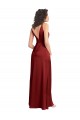 Burgundy V-Neck Sleeveless V-Back A-Line Formal Dress