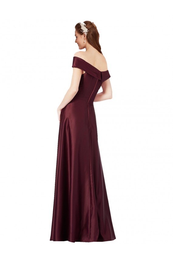 Burgundy Gold Strapless Cap Sleeves A-Line Black Tie Evening Dress