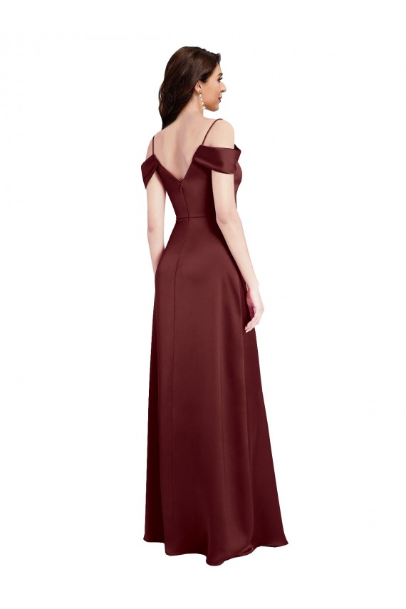 Burgundy Gold V-Neck Sleeveless A-Line Formal Dress