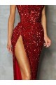 Burgundy Strapless Sleeveless Sheath Evening Dress