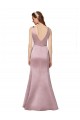 Burgundy V-Neck Sleeveless V-Back Sheath Formal Evening Dress