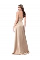 Champagne Pink V-Neck Sleeveless Low Back A-Line Formal Evening Dress