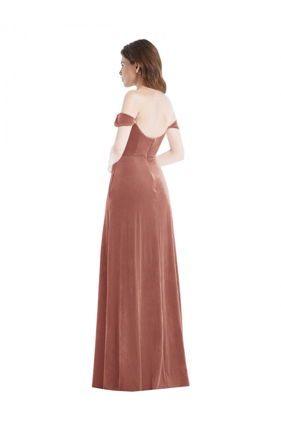 Cinnamon Rose Off the Shoulder Sleeveless A-Line Semi Formal Evening Dress
