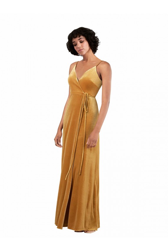 Gold V-Neck Sleeveless V-Back Column Black Tie Evening Dress