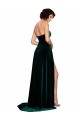 Dark Green Sweetheart Sleeveless Low Back A-Line Semi Formal Evening Dress