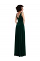 Dark Green V-Neck Sleeveless V-Back A-Line Evening Gown