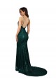 Dark Green V-Neck Sleeveless Low Back Mermaid Formal Evening Dress