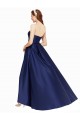 Dark Navy Strapless Sleeveless Low Back A-Line High Low Evening Dress